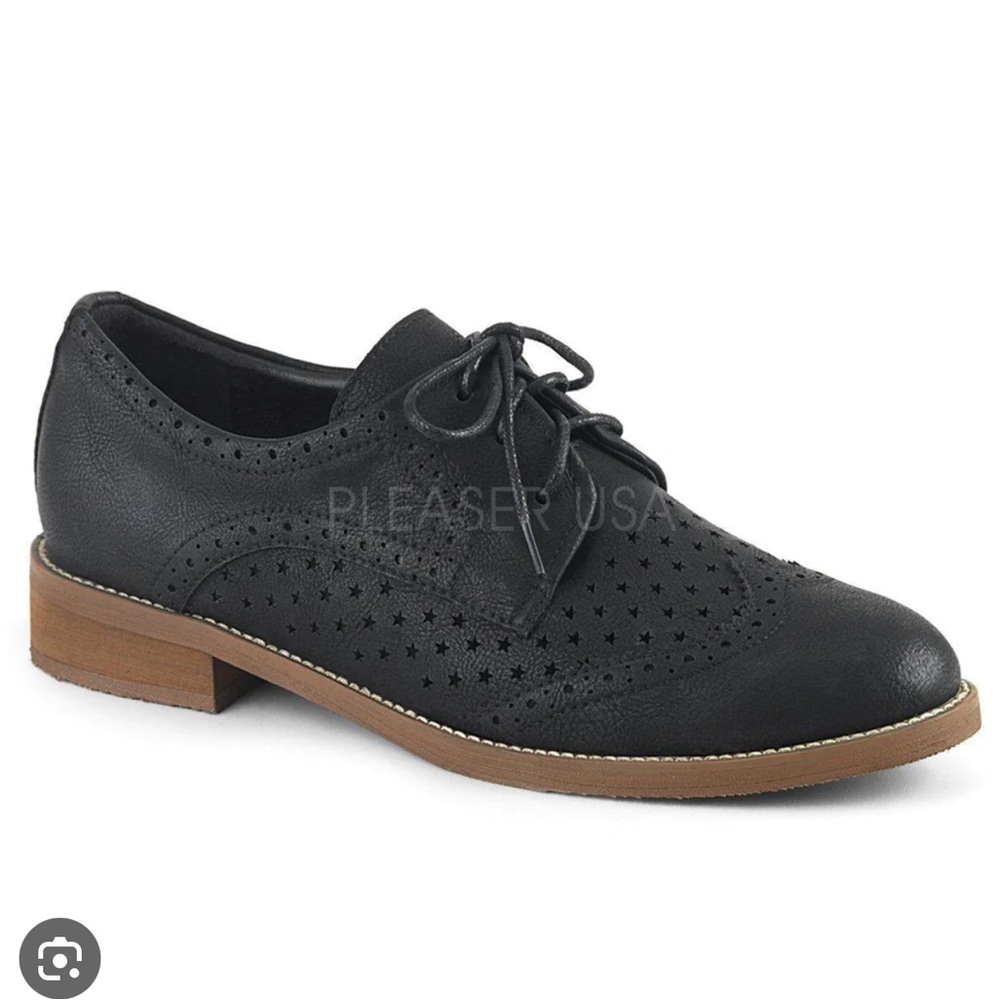 New HEPBURN-26 FAUX LEATHER RETRO WINGTIP HEEL OXFORD SHOES - Picture 12 of 12